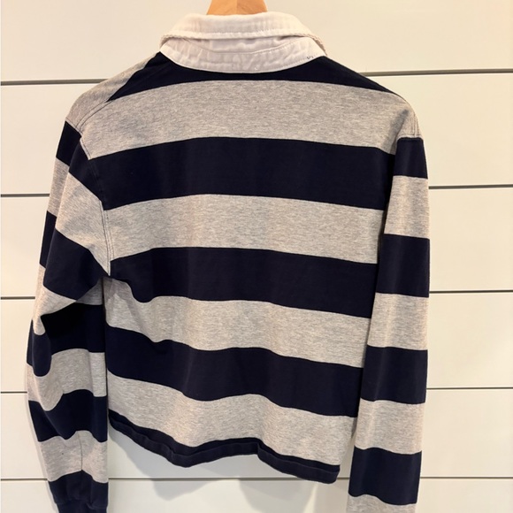 Brandy Melville Navy and Gray Striped Long Sleeve Top - Picture 2 of 6